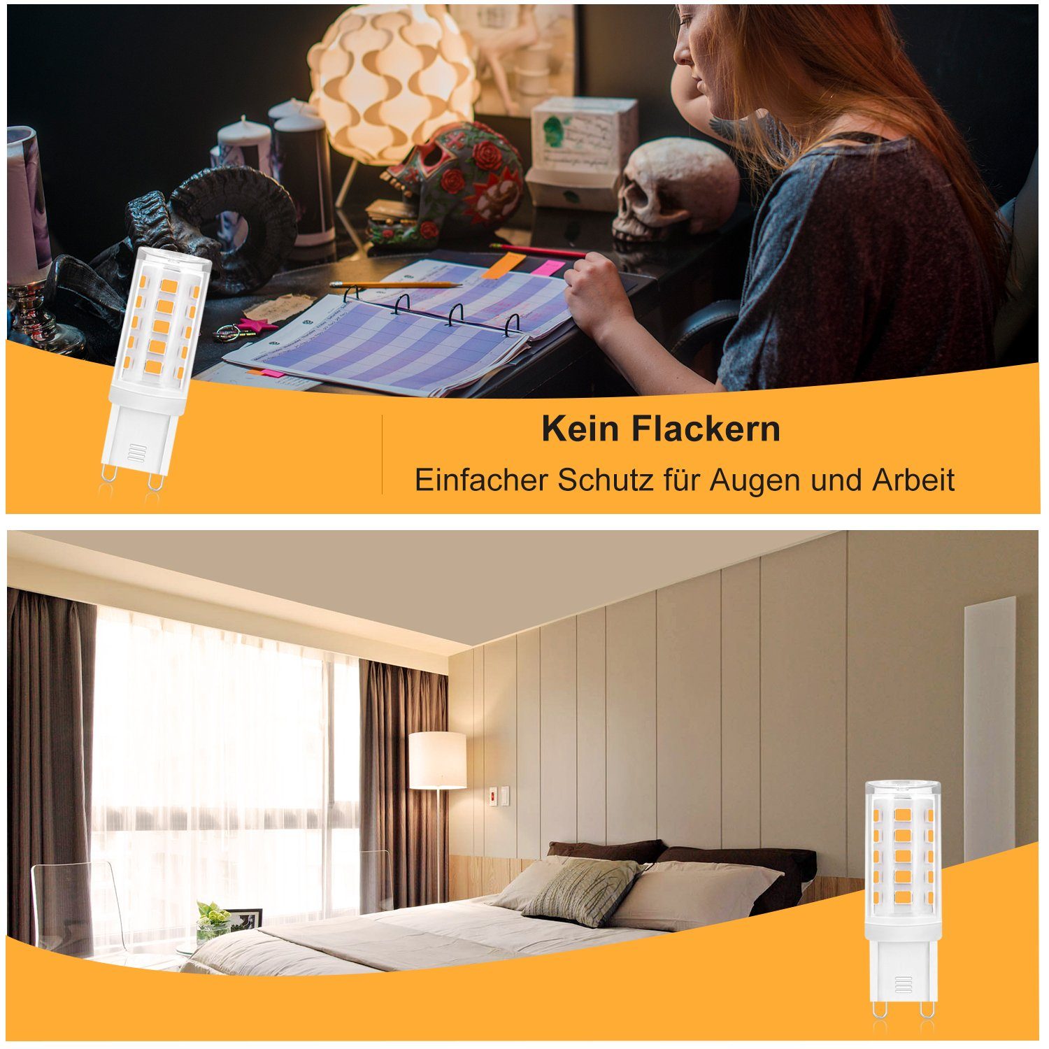 NETTLIFE Opakowanie 10 żarówek LED G9 3W ciepła biała zamiennik dla trzonka halogenowego 28W 30W 40W bez migotania, ekonomiczna - 7