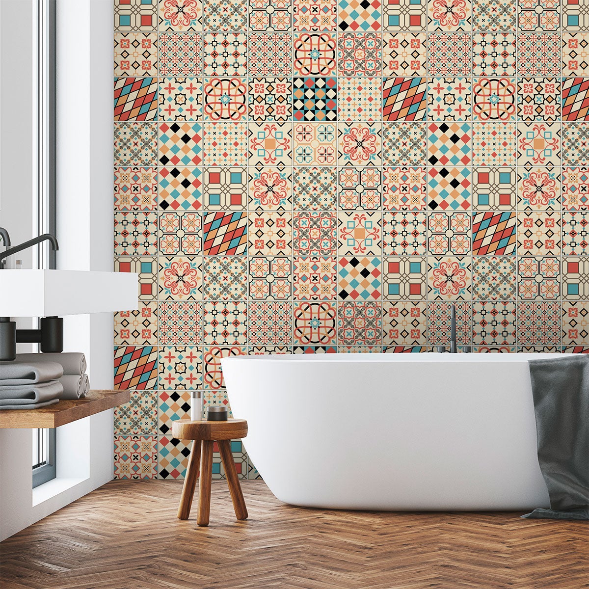 60 vinilo baldosas azulejos arianito - adhesivo de pared - revestimiento sticker mural decorativo - 60stickers15x15cm