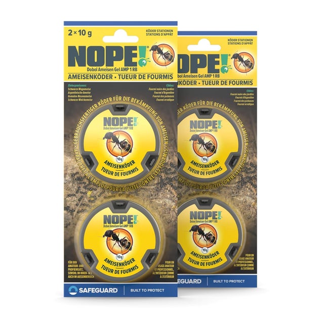 Scatole esca formiche NOPE! - 4 x 10 g - uso interno / esterno - gel a bassa tossicità - elimina il formicaio