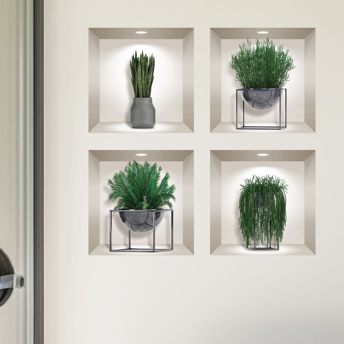 Adesivo effetto 3D succulente - Sticker adesivo - adesivi murali - 80x80cm - 2