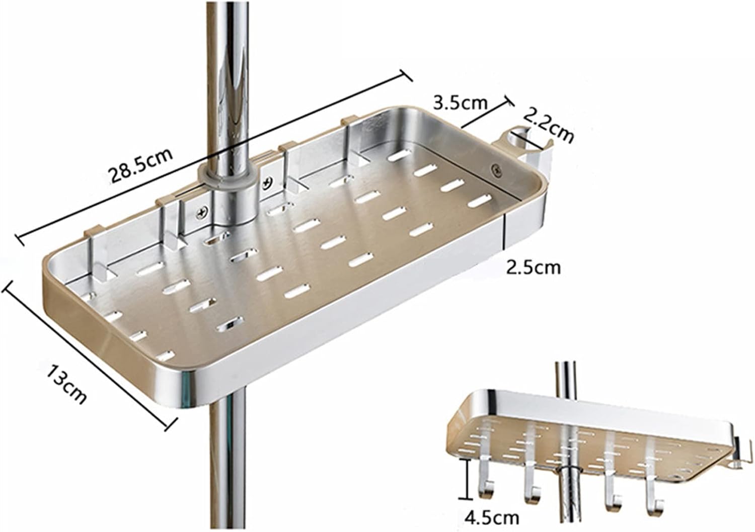 Étagère de douche télescopique – Aluminium réglable – Installation sans perçage – Organiseur salle de bain - 2