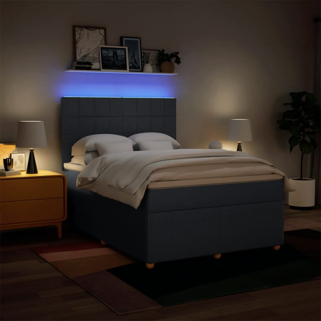 Maison Exclusive - Sommier à lattes de lit avec matelas Bleu 140x200 cm Tissu - 4