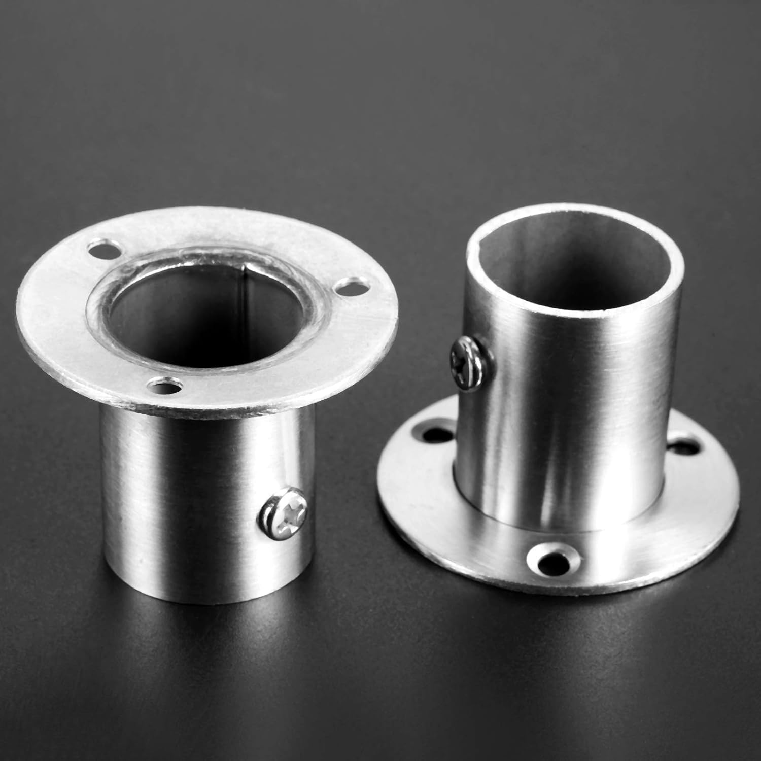 Set 2 Supporti Per Asta Armadio In Acciaio Inox - Flangia Aperta Con Viti Per Tubi Ø 32mm