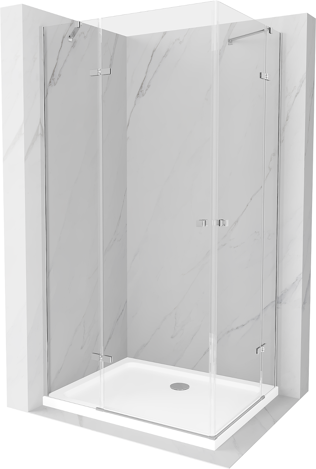 Mexen Roma Duo kabina prysznicowa uchylna 100 x 90 cm, transparent, chrom + brodzik Flat - 854-100-090-01-02-4010