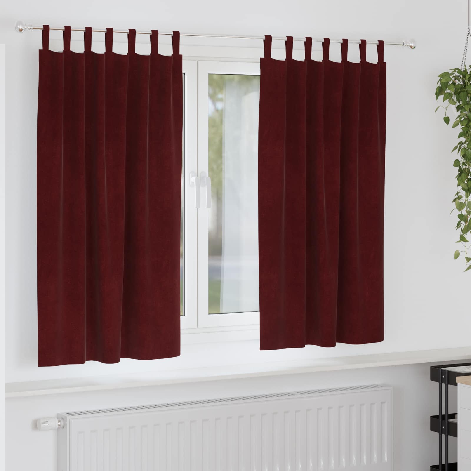 Zasłony zaciemniające 2 pcs Czerwone wino 140 x 175 cm Aksamit vidaXL