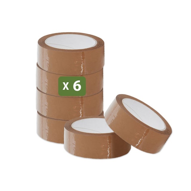 Ruban adhésif marron - Emballage et déménagement - 66 m - Lot 6 rouleaux - Qualité premium