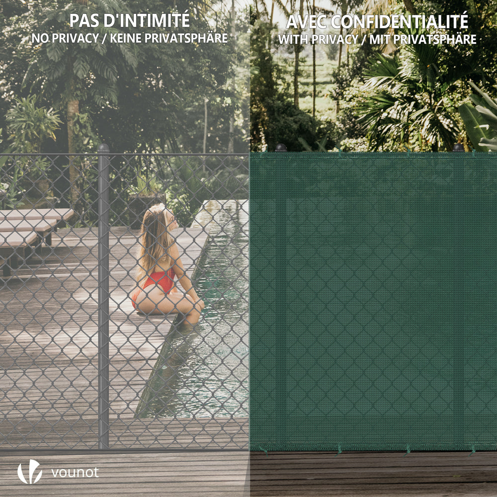 Brise vue occultant en HDPE 230g/m² 1.5x10m avec attaches de fixation vert VOUNOT® - 6