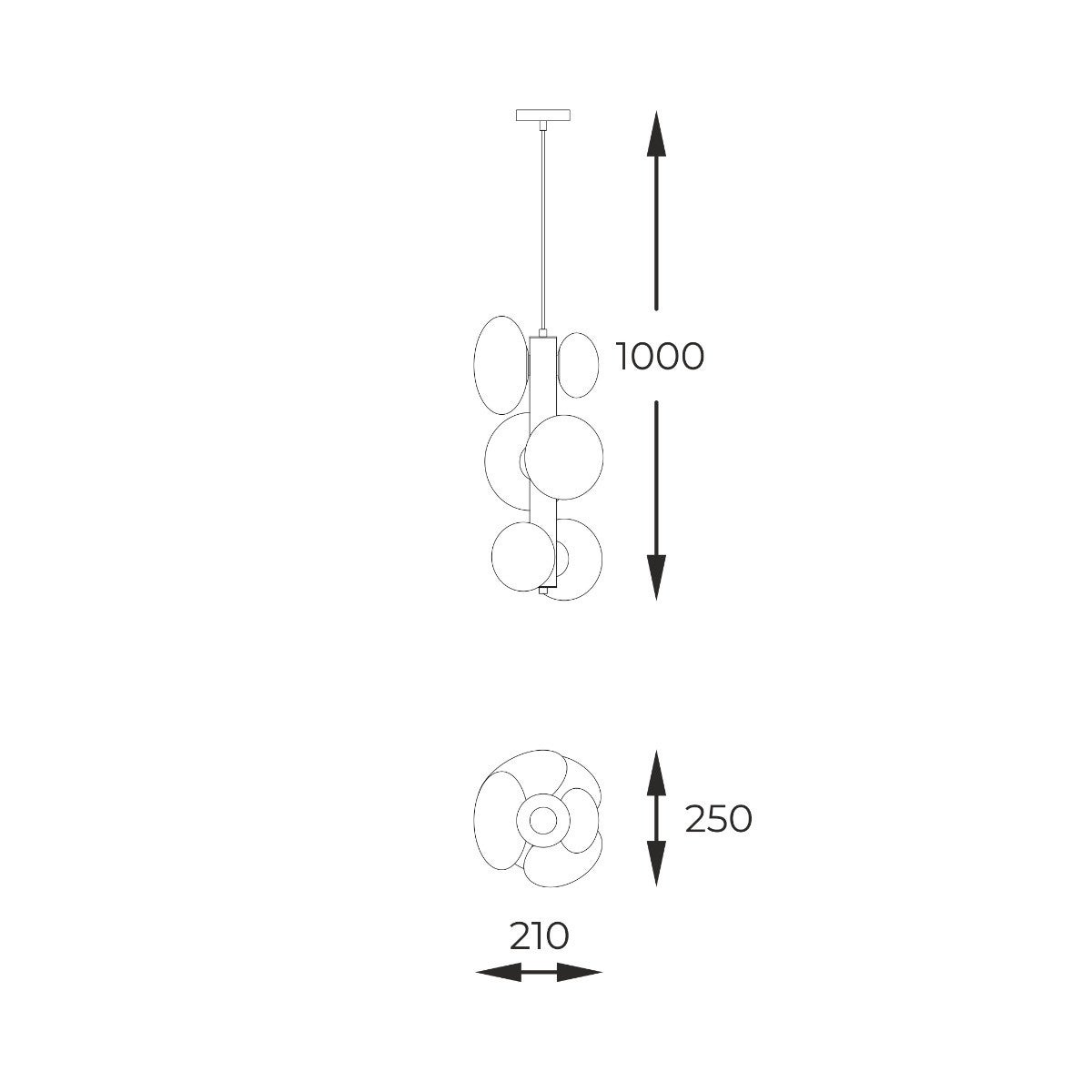 Lampa wisząca Omi czarno-biała 6xG9x5W wym: 100 x 25 x 21 cm szkło Zuma Line - 4