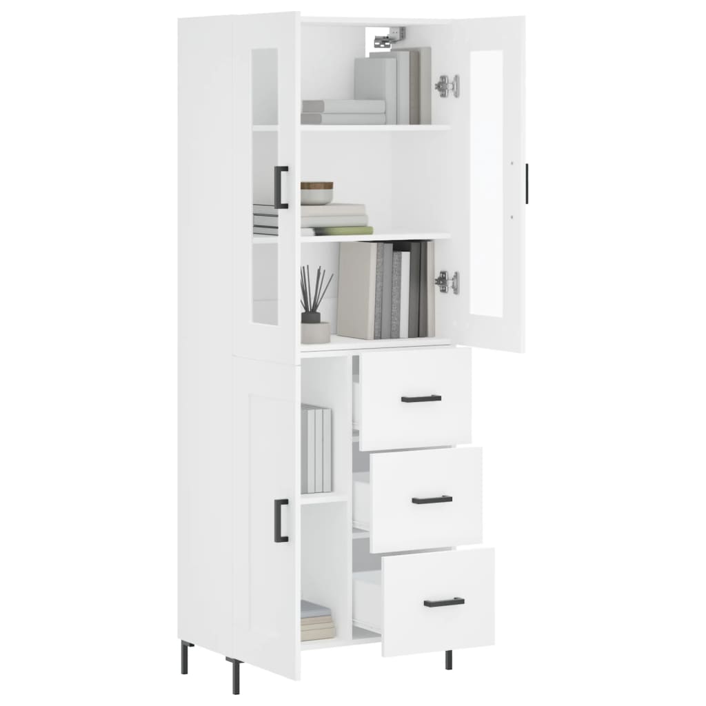 vidaXL Buffet haut Blanc 69,5x34x180 cm Bois d'ingénierie - 3