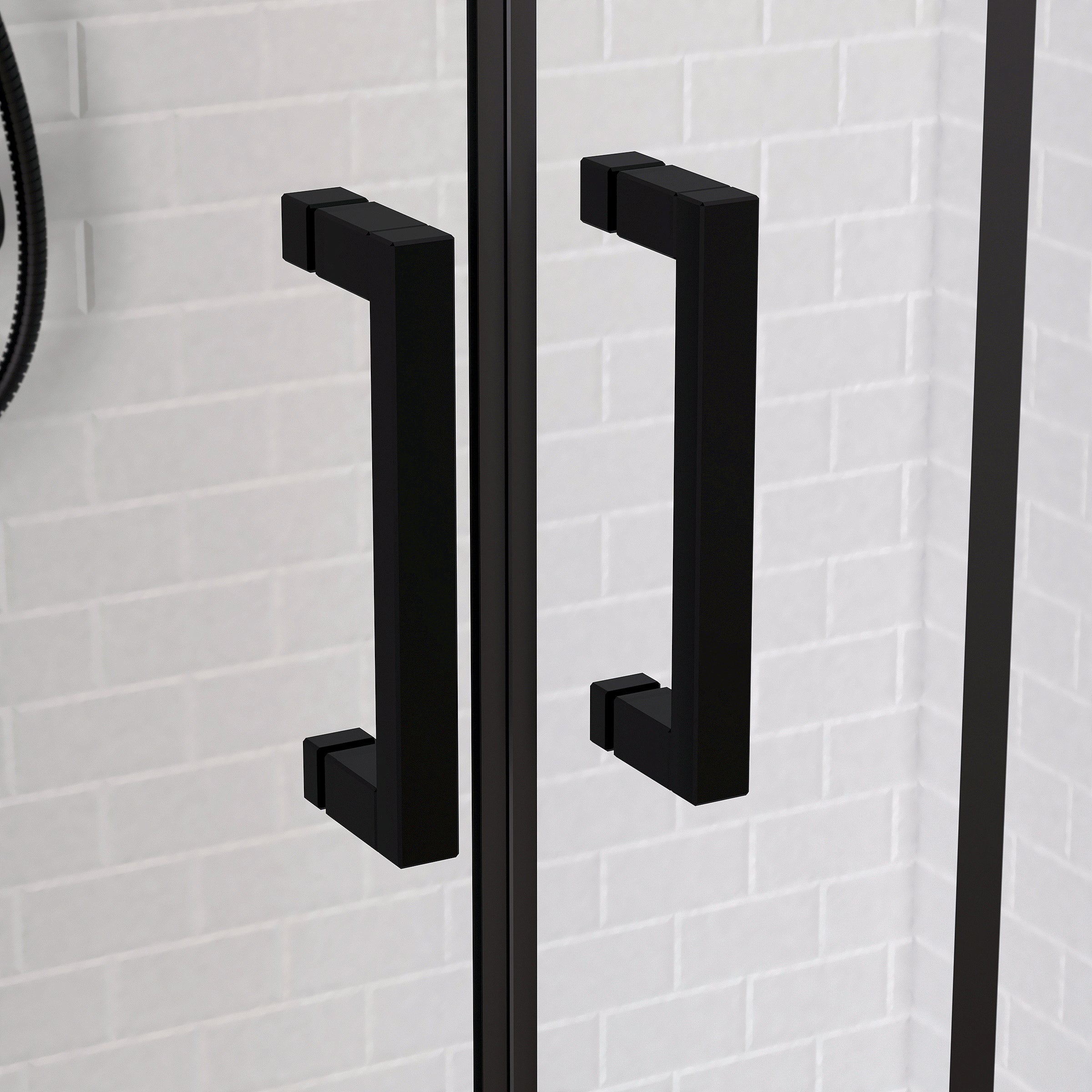 Porte de douche 2 portes coulissantes 160x200 cm - Verre sérigraphié - Profilé Noir - CRUSHX - 6