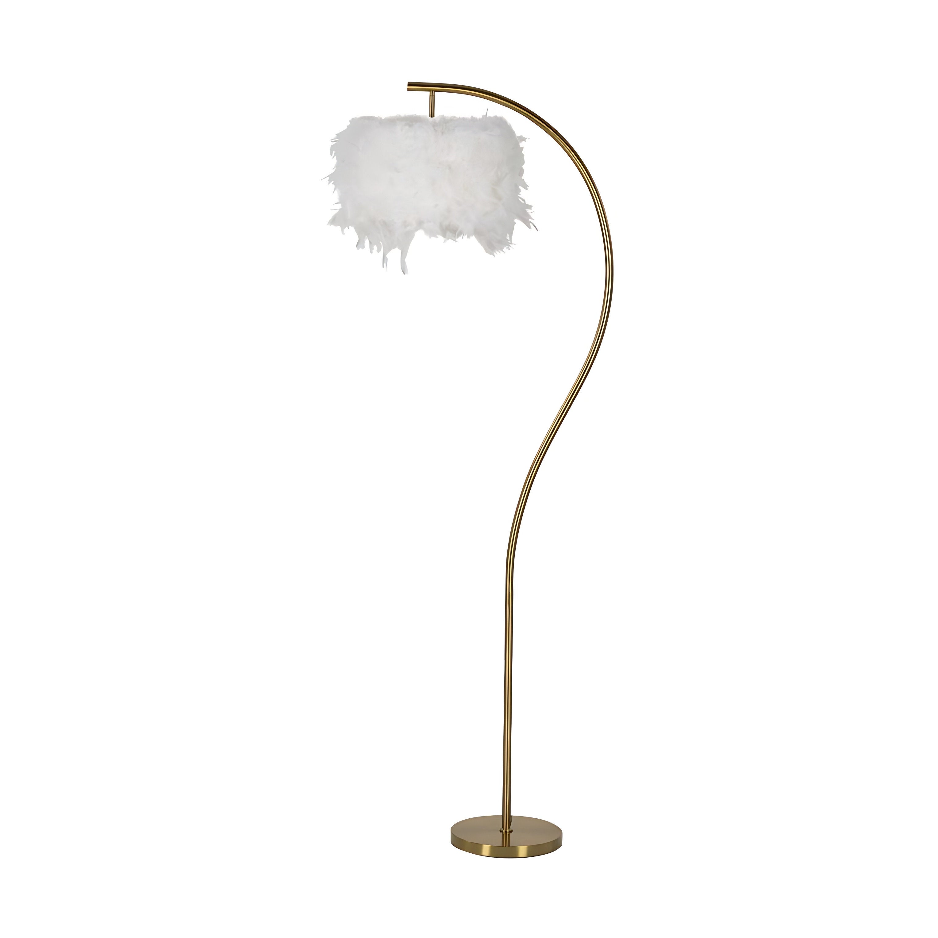 Lampă de podea Half Arch 60 x 33 x 170 cm - Lampă de podea din metal auriu glamour cu pene artificiale - Soclu E27 40W 220V Design modern