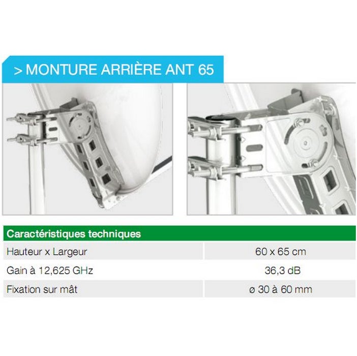 Antenne Satellite + single ANT 65HD - Acier 65HD - Blanche - 3