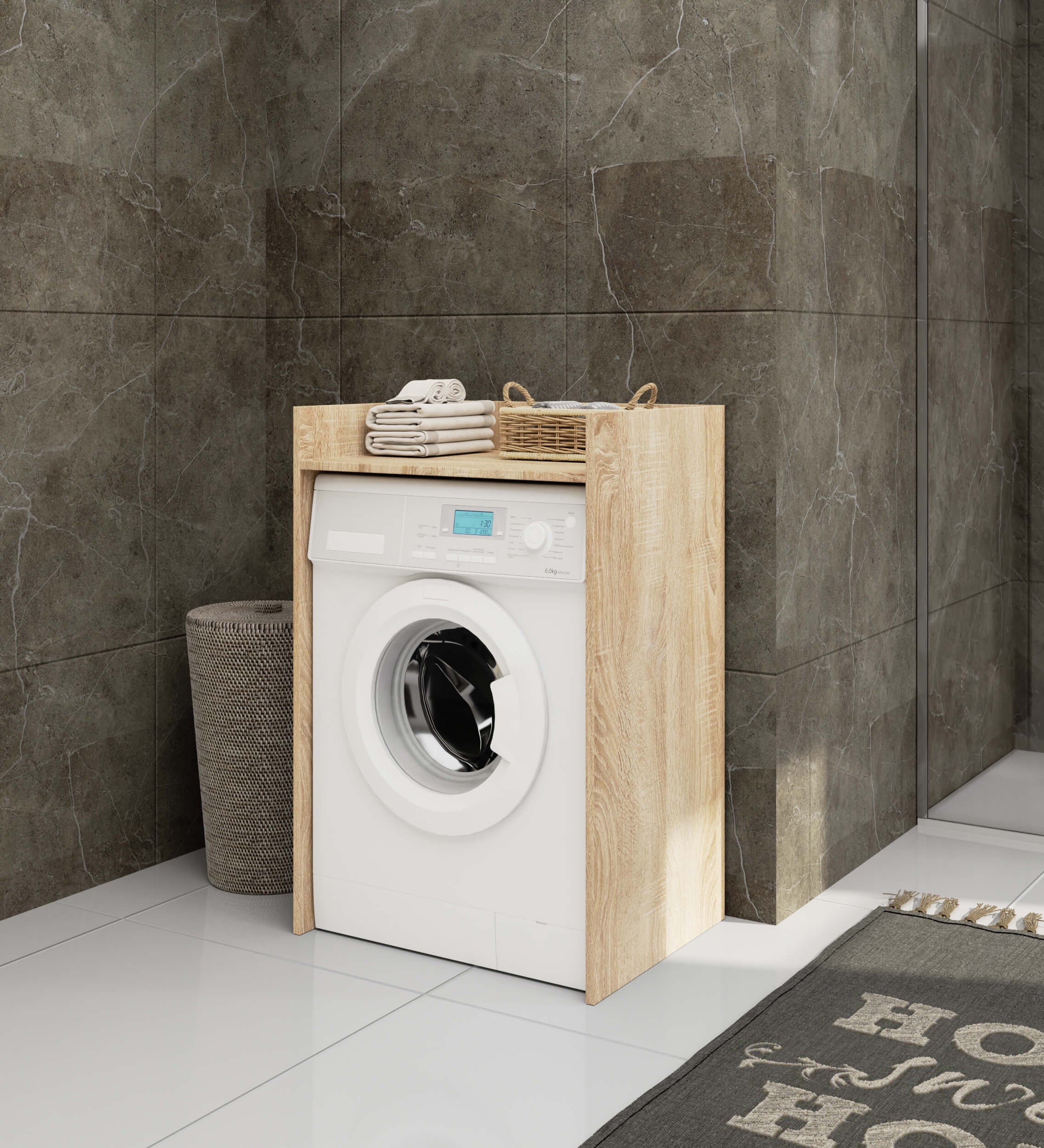 Armario para lavadora AKORD FIN Sonoma Roble 64 cm 64x50x98 cm - 4