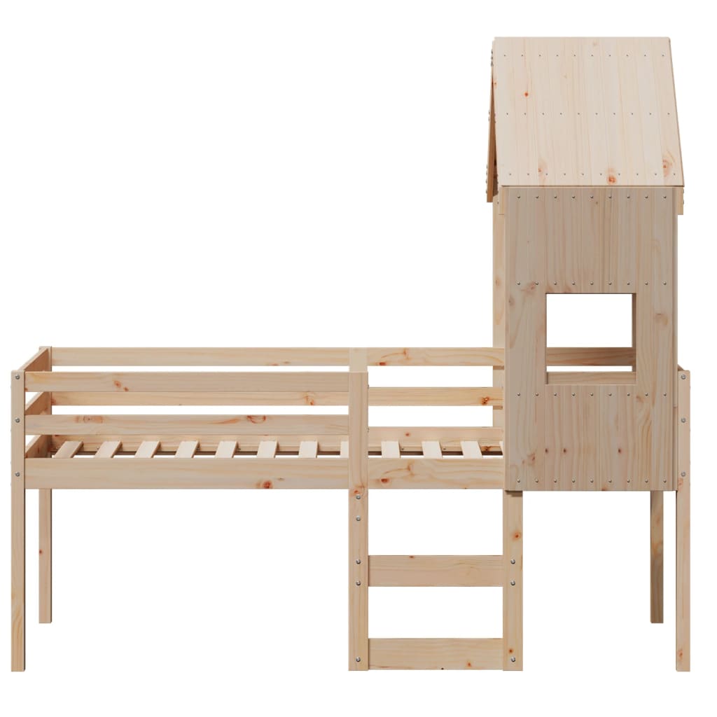 Lit haut avec toit 75x190 cm bois de pin massif - 4