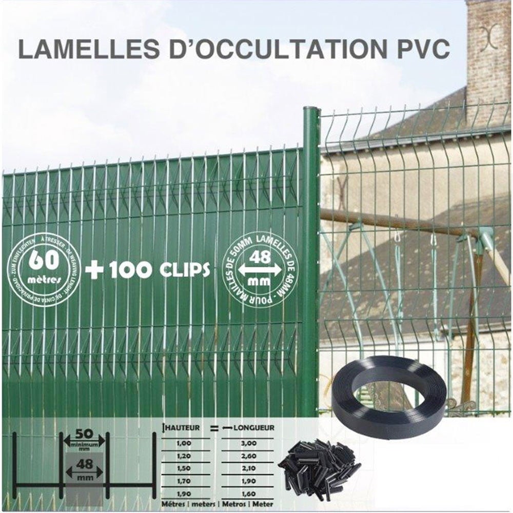 Lamelle d'occultation rouleau PVC 60 ml recoupable- Occultant pour panneaux rigides ou grillage - couleur Gris 7016 - 4