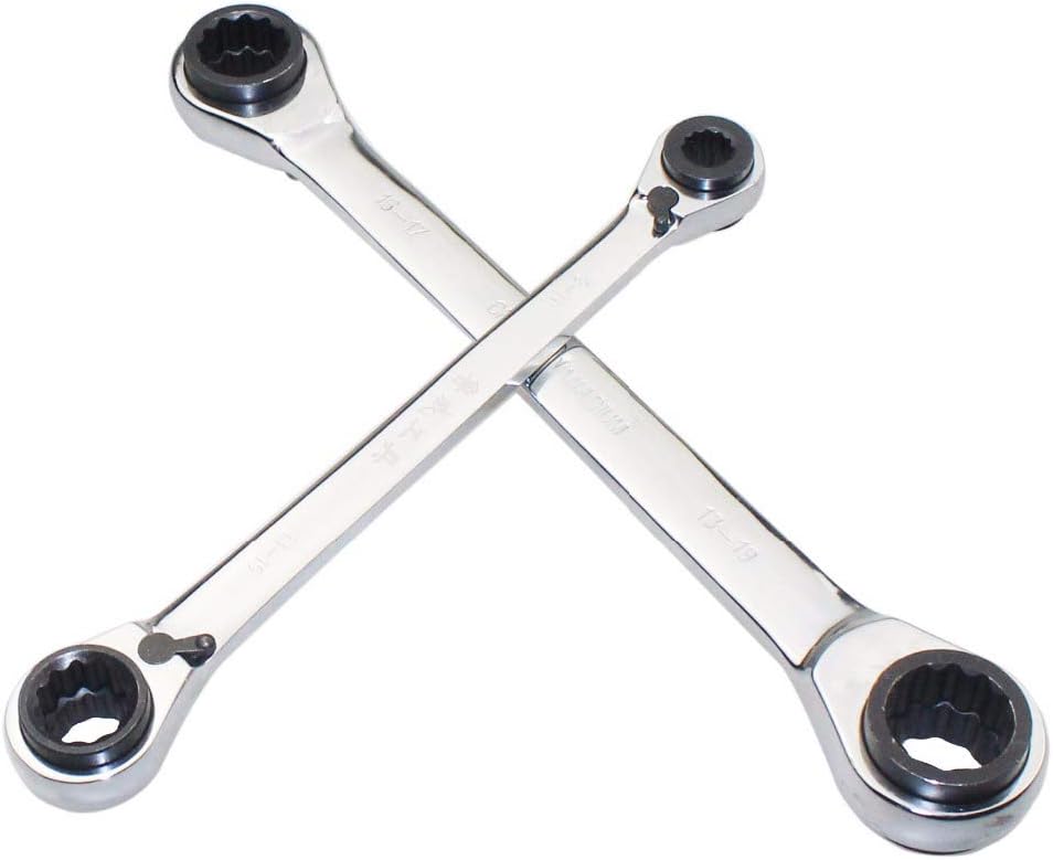 Klucz grzechotkowy 4 w 1, dwustronny, wielofunkcyjny - (2 szt., 8, 10-12, 14 mm)