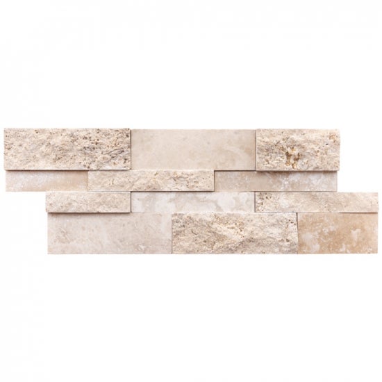 Plaquette de parement en travertin London beige Mix - 15 x 40 x ép. 1,7 cm - Boîte de 10 plaques - C-NEGOCE - 2