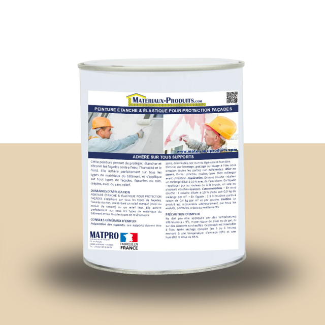Peinture étanche & élastique pour protection façade Seau de 2,5 Kg Beige RAL 1015 - ETANC10 - MATPRO