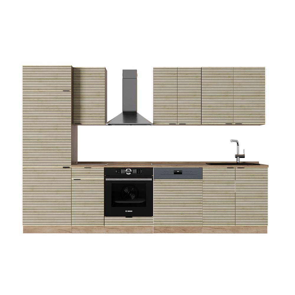 Vicco Aneks kuchenny Fame-Line, Panel dębowy/dąb goldkraft, 300 cm , BP Dąb
