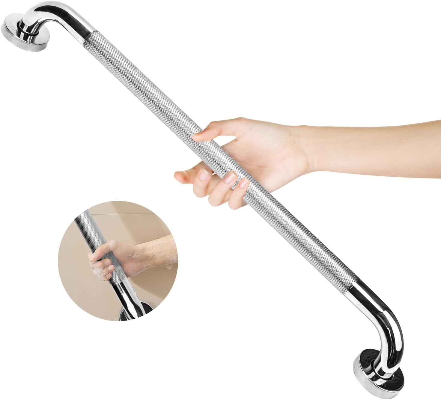 Poręcz łazienkowa ze stali nierdzewnej, antypoślizgowa poręcz bezpieczeństwa dla osób starszych, do wanny i schodów, 60 cm