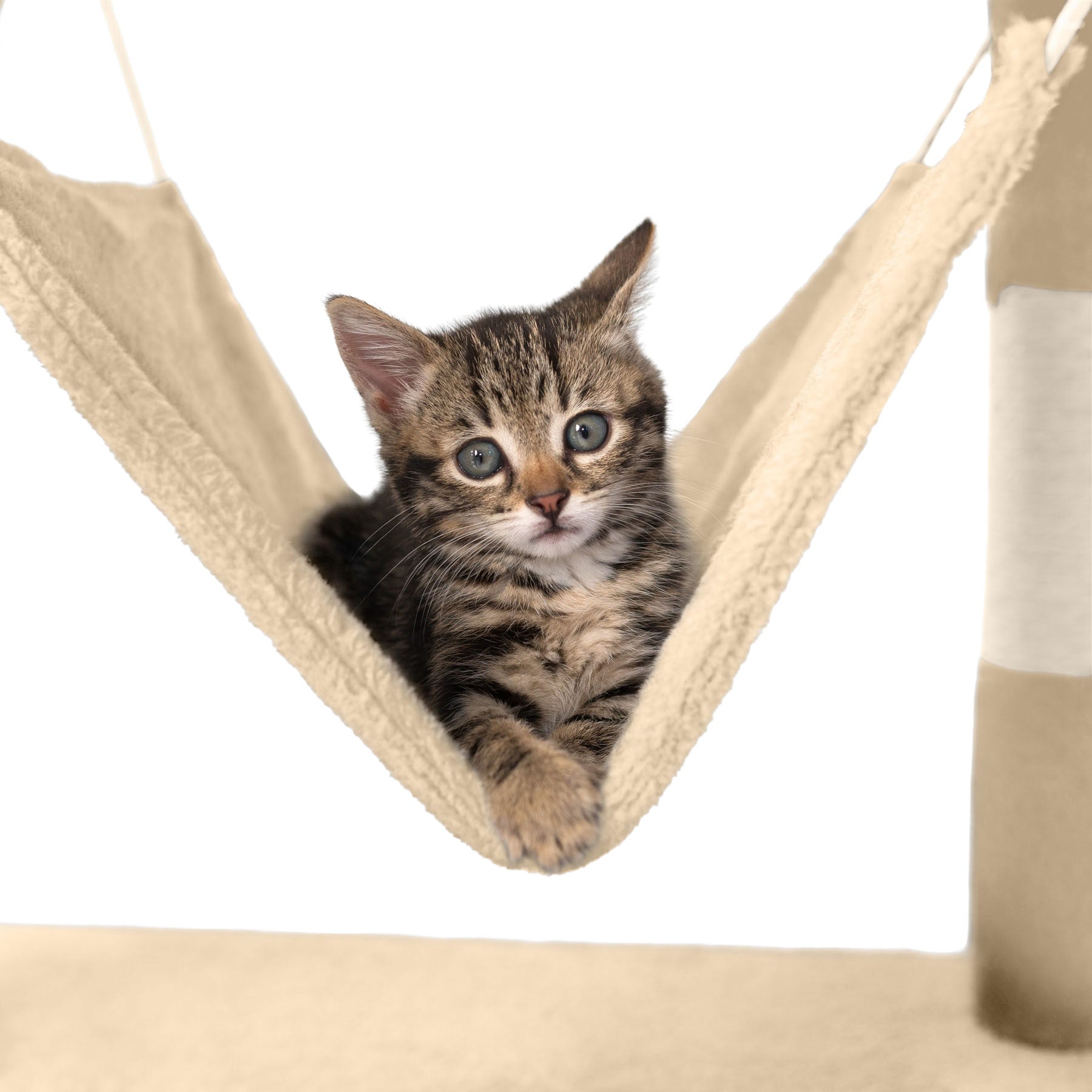 Arbre à chat en sisal avec griffoir, cordelette de jeu, hamac et système anti-basculement 86 x 49 x 141 cm TECTAKE - 4