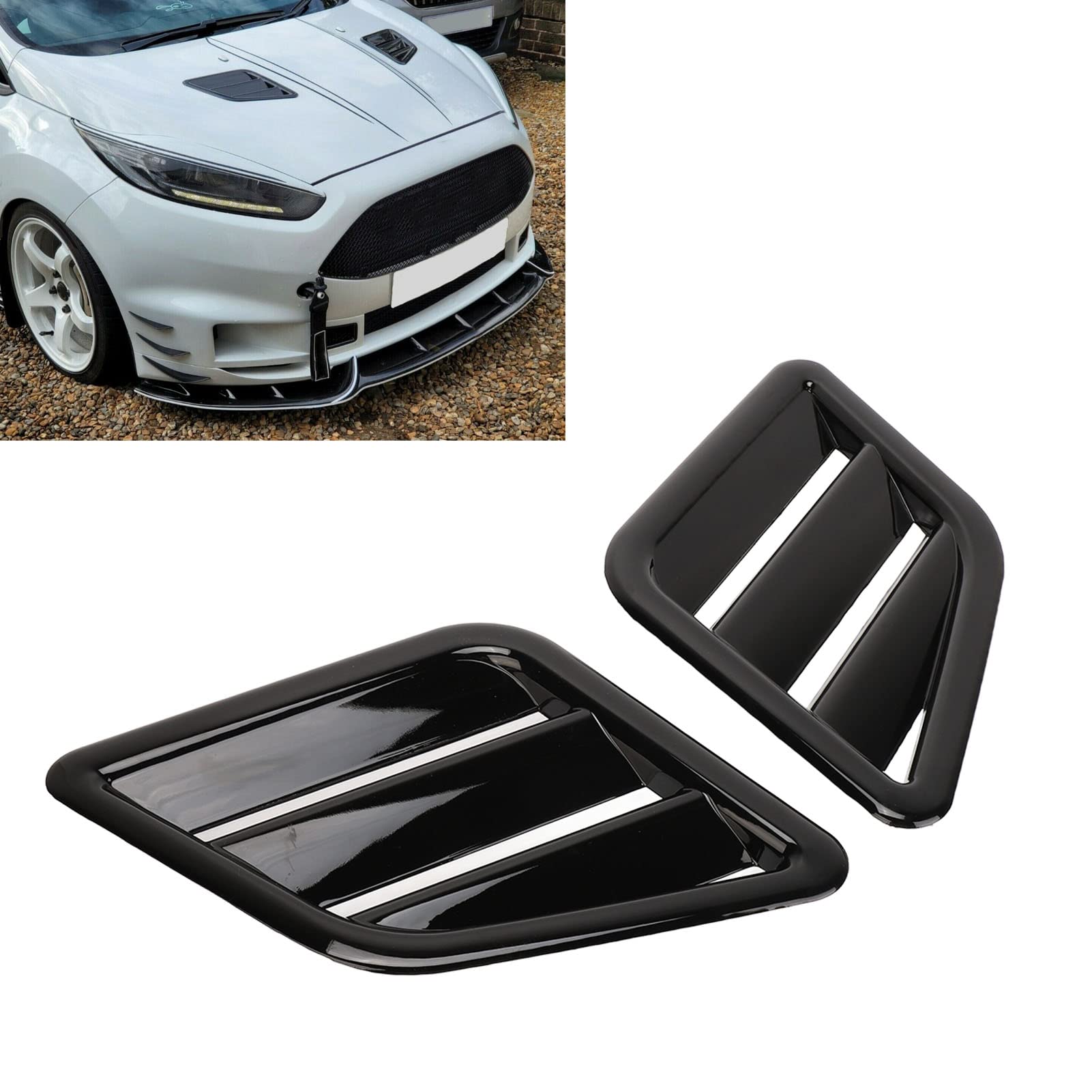 Copri Presa D'Aria Cofano Per Mustang 2015-2017 - 2 Pezzi In ABS Nero Lucido - Decorazione Auto Universale