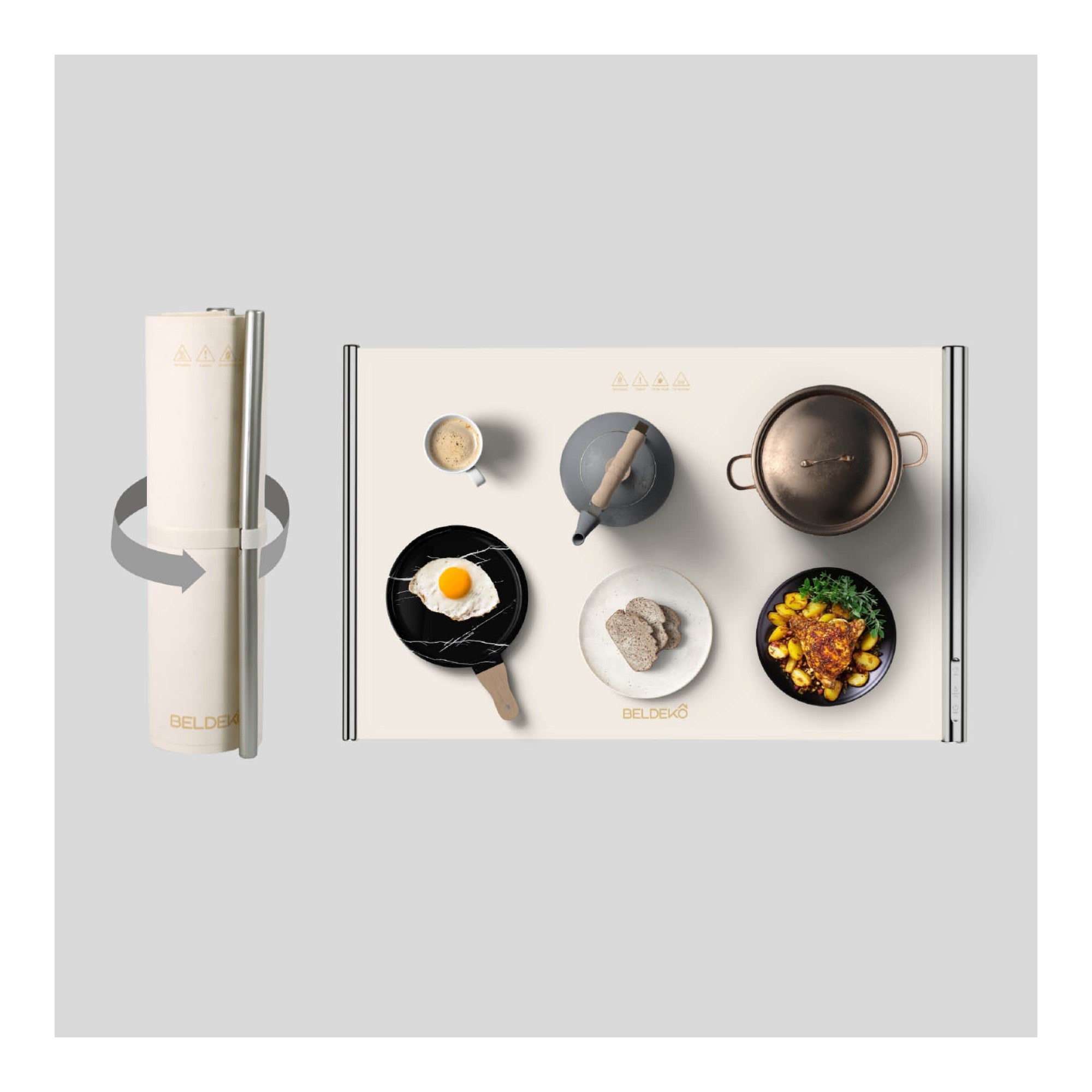 Plaque Chauffante Flexible Réglable 61x40,6 Cm - Pour Garder Les Plats Chauds Pendant Les Repas - En Silicone Pliable - 2 Températures - 4