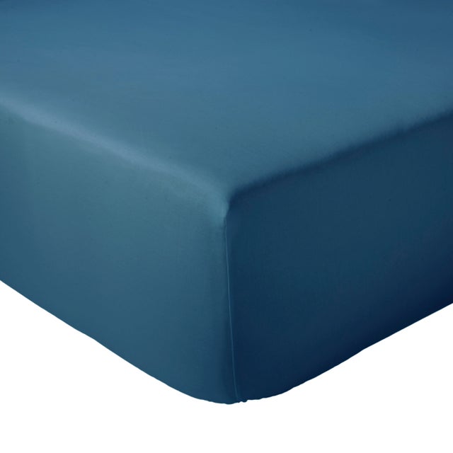 Drap housse 140x190 cm bonnet 30 cm percale de coton PASSION PERCALE bleu Cobalt