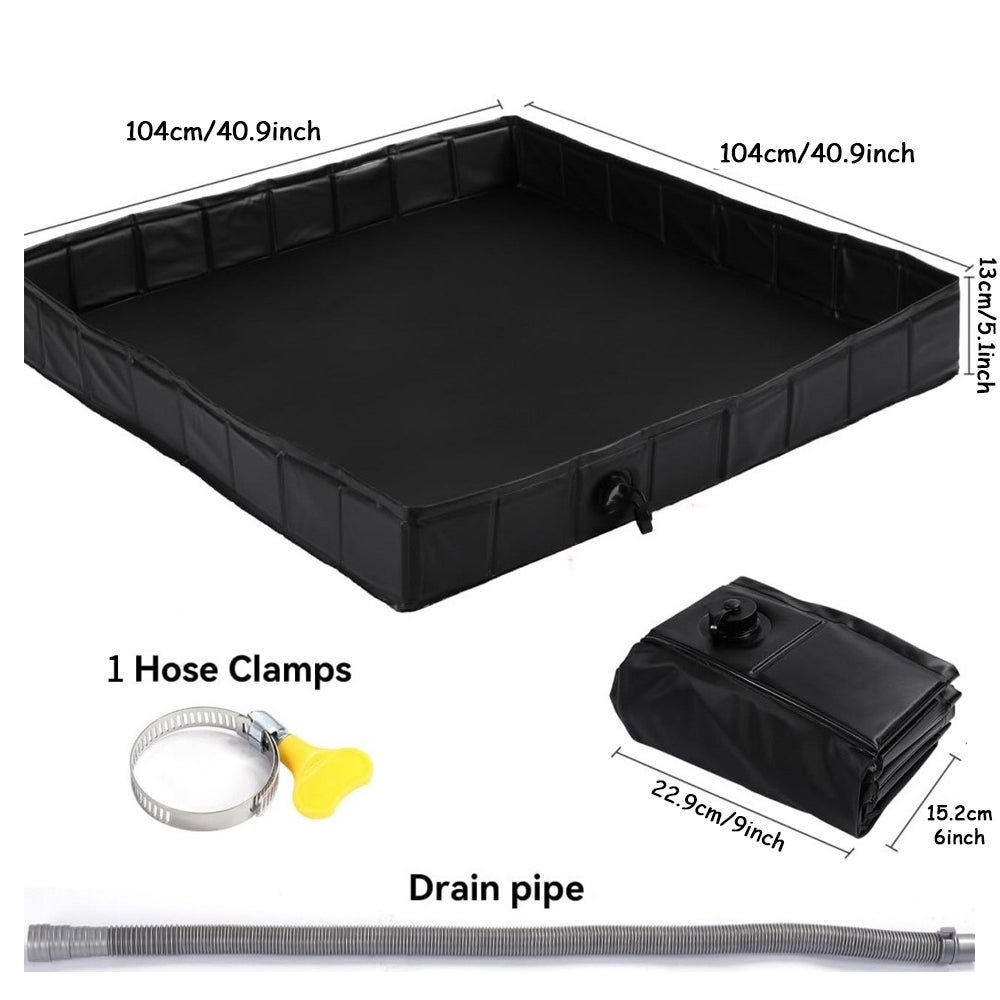 Base doccia portatile da campeggio 104 cm – Pieghevole con tubo di scarico e morsetto – Per tenda doccia, camper, esterni, animali e uso temporaneo - 2