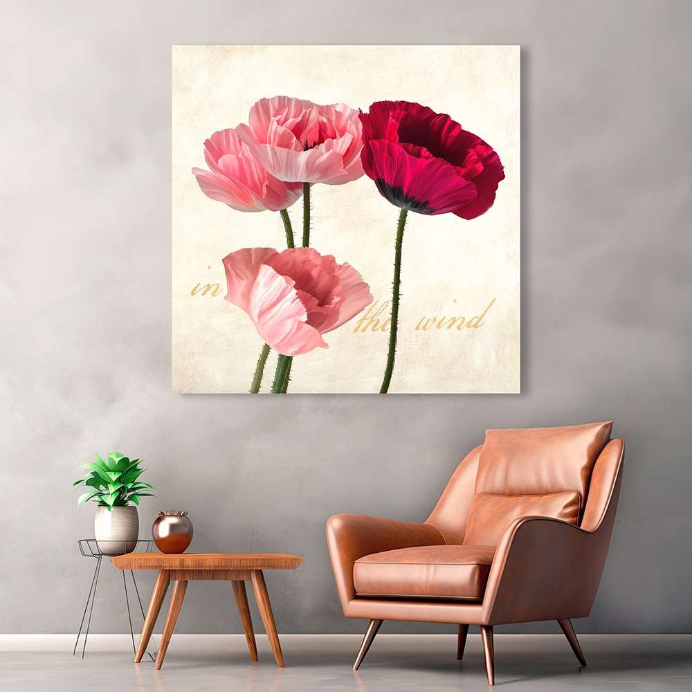 Tableau fleurs shabby-chic - impression sur toile - Teo Rizzardi - Coquelicots - 70x70 cm - 3