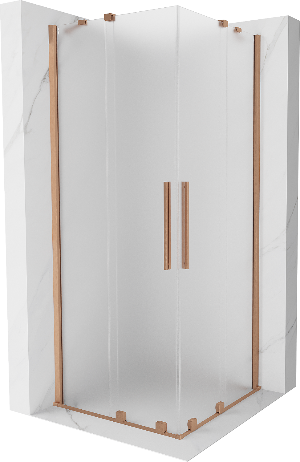 Mexen Velar Duo kabina prysznicowa rozsuwana 100 x 100 cm, szron, miedź szczotkowana - 871-100-100-32-65