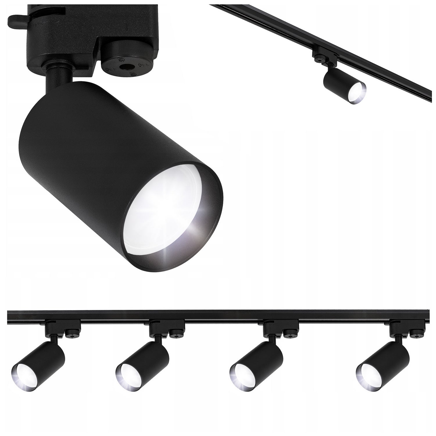 Zestaw szynowy 4x oprawa GU10 - Listwa reflektorowa czarna 1m - Lampa sufitowa LED szynoprzewód - LEDHOFF