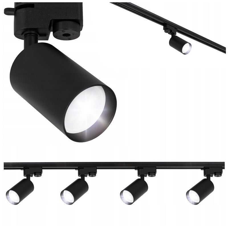 Zestaw szynowy 4x oprawa GU10 - Listwa reflektorowa czarna 1m - Lampa sufitowa LED szynoprzewód - LEDHOFF