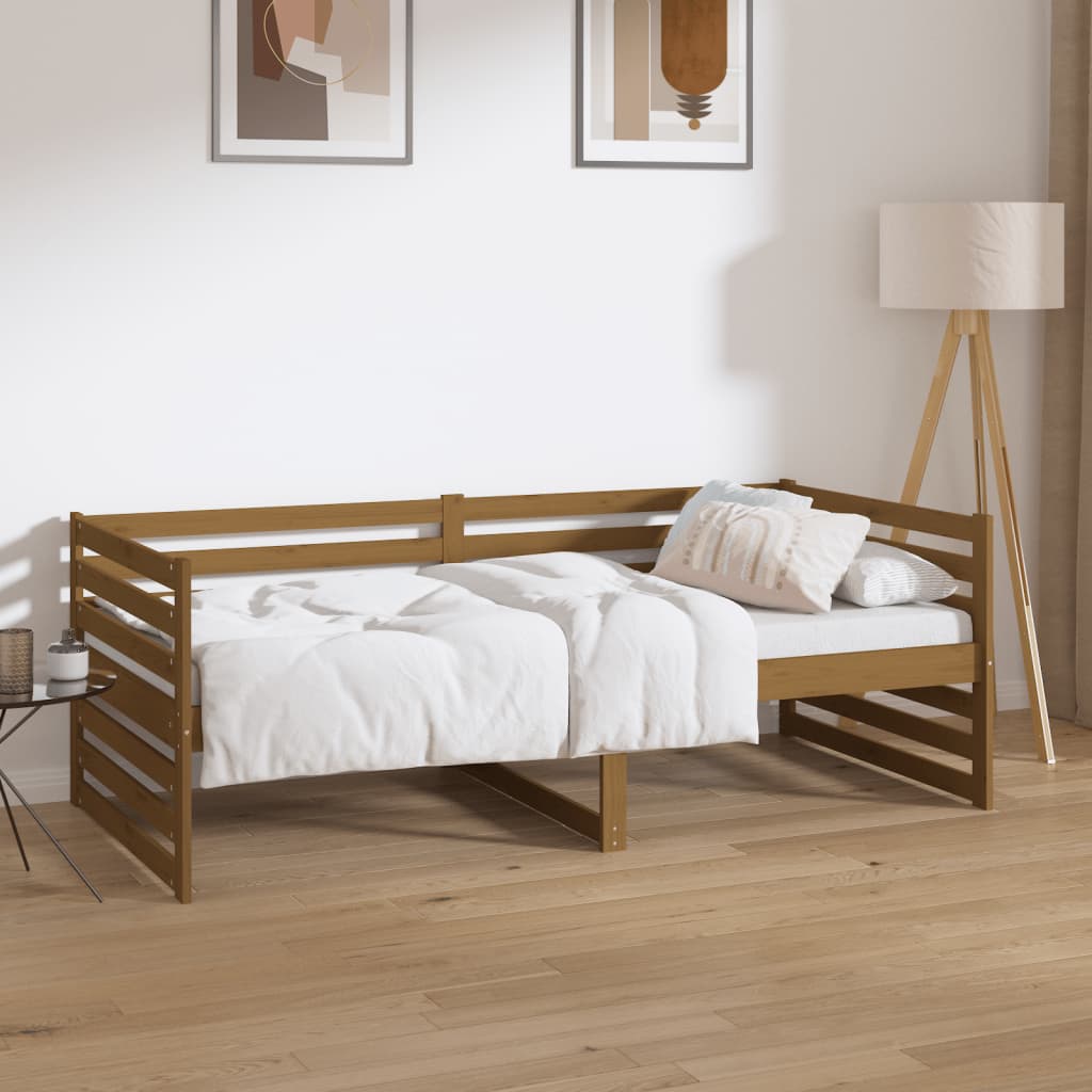 Lit De Jour En Pin Massif, Couleur Miel - 90x190 Cm (Simple) - Neuf Sous Emballage