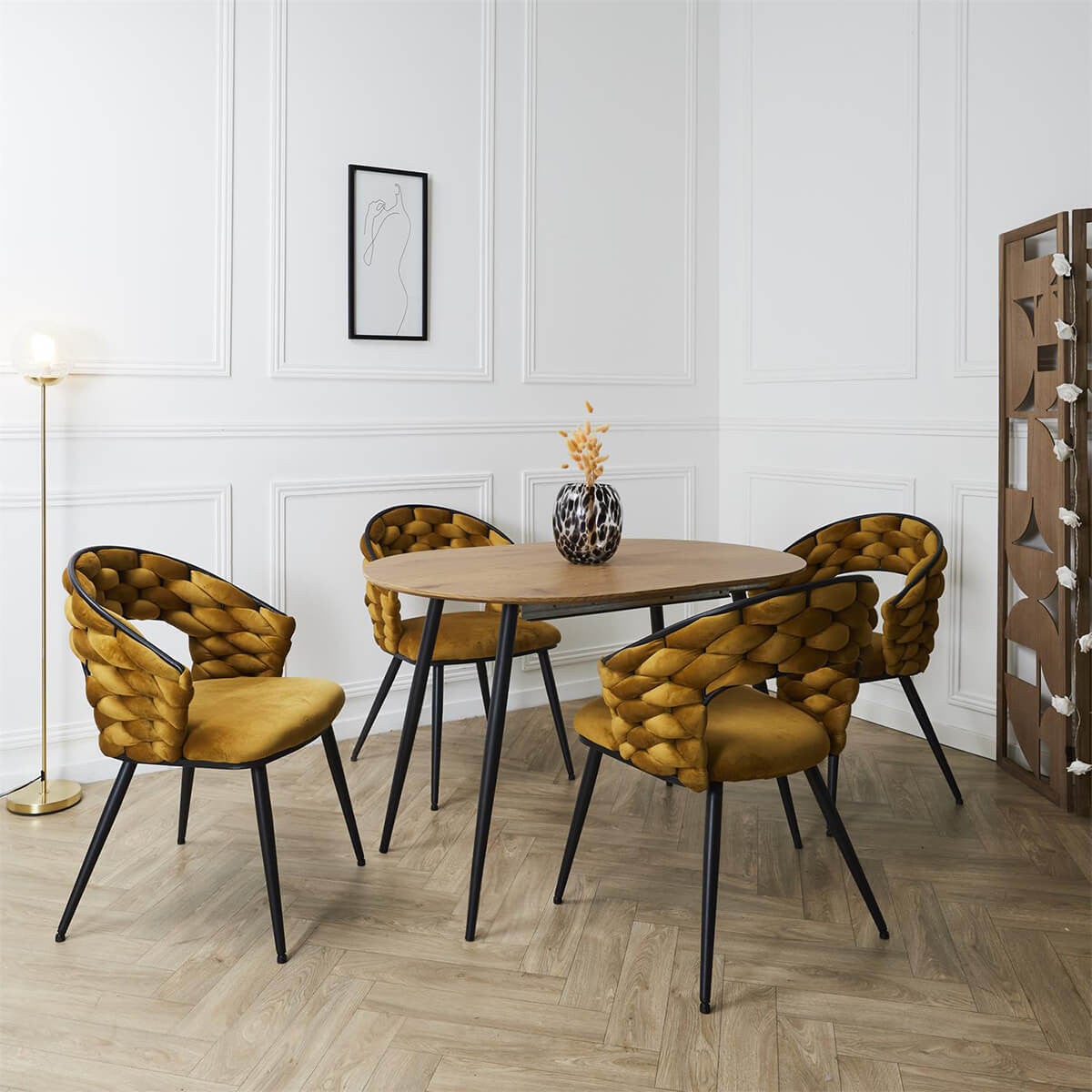 Chaise De Salle à Manger Design Pivotante Jaune Moutarde En Velours - Neuf, Charge 120kg, Position Automatique