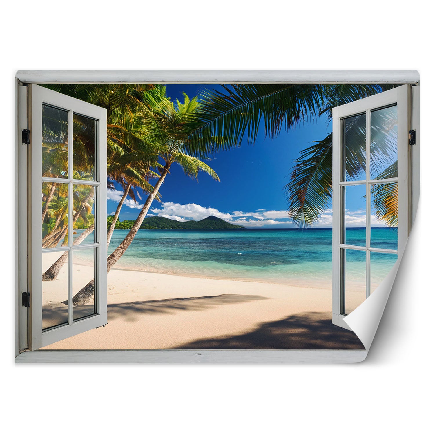 Fototapeta, Widok z okna Palmy Plaża Tropikalna 350x245