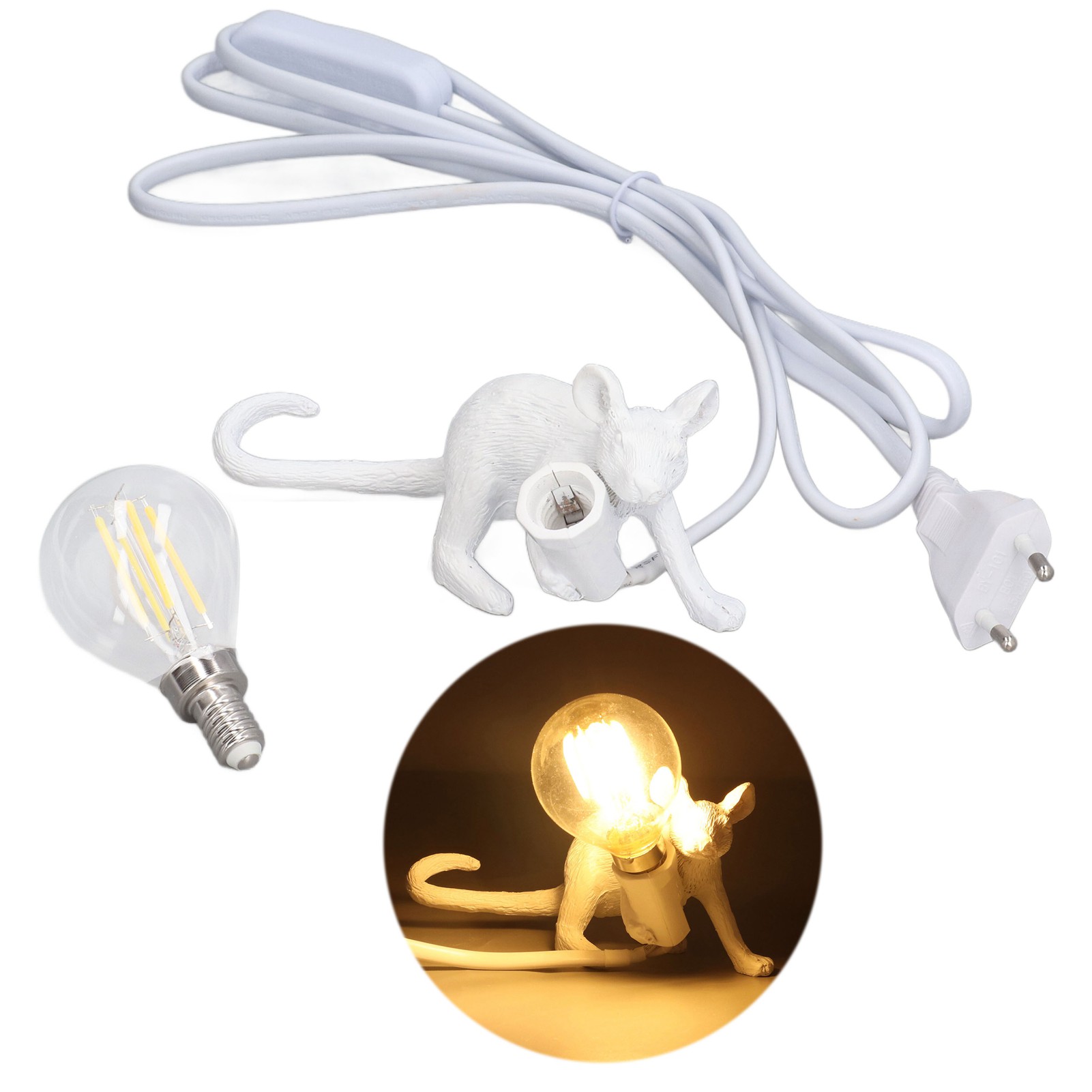Lámpara moderna de resina para ratón, lámpara de escritorio, decoración de mesita de noche, lámpara e12 con forma de animal para dormitorio, sala de e