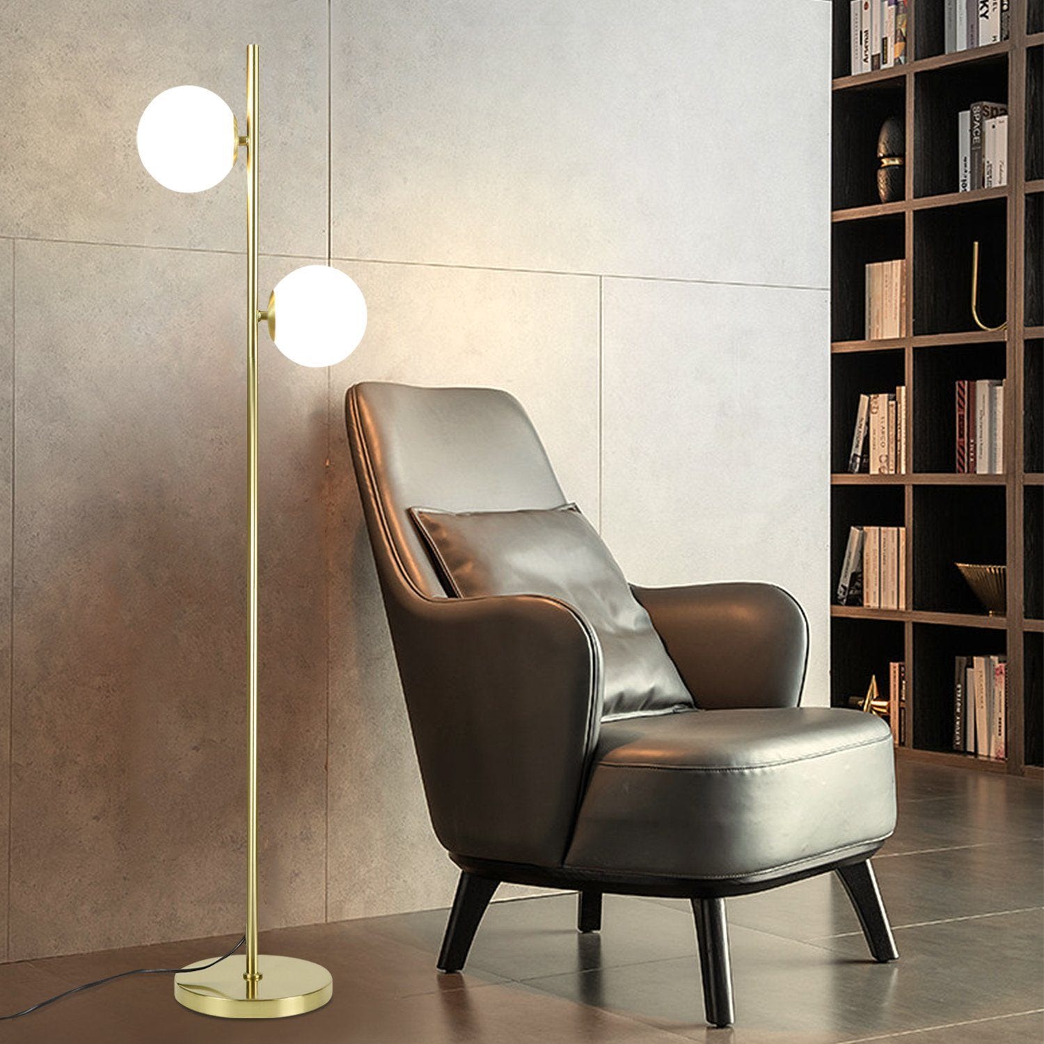 NETTLIFE Lampadaire Salon Moderne - Gold Design Lampadaire E27 Douille ...