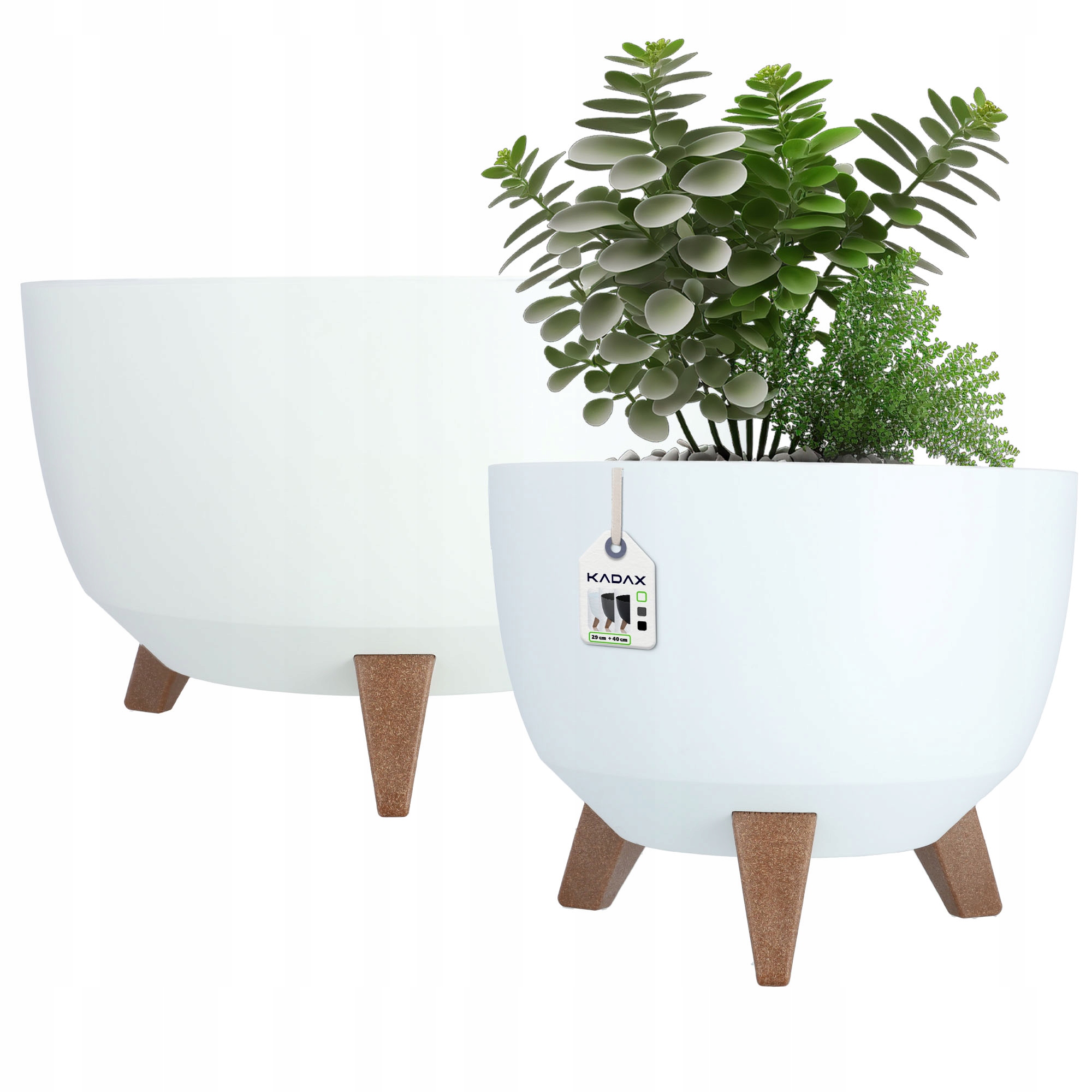 DONICZKA DONICA OSŁONKA NA NÓŻKACH WKŁAD KWIETNIK 29+40 cm BIAŁA MISA 2szt