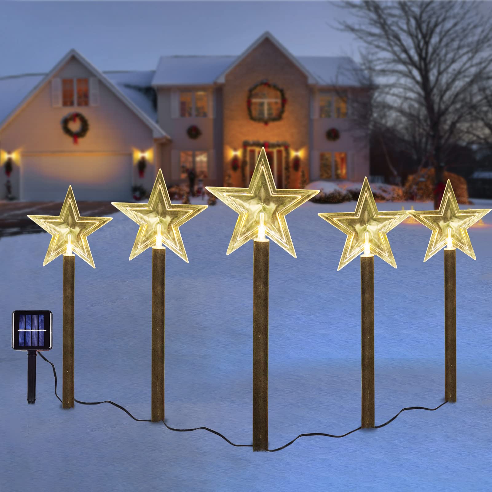 Garden Mile Lot De 4 Grandes Lumières De Noël Sur Piquet En Sucre D'orge, 62 Cm, Lumières De Noël D'extérieur à DEL, Décorations De Noël, Décorations De Jardin, éclairage Festif