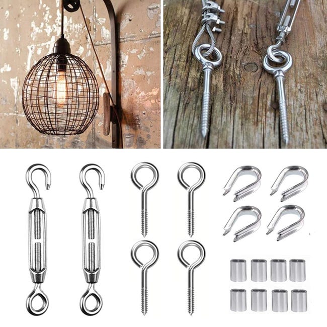 Kit di corda sospesa in acciaio inossidabile da 30 m, per stendibiancheria, luci sospese, piante rampicanti, ringhiere | Leroy Merlin Kit di corda sospesa in acciaio inossidabile da 30 m, per stendibiancheria, luci sospese, piante rampicanti, ringhiere | Leroy Merlin