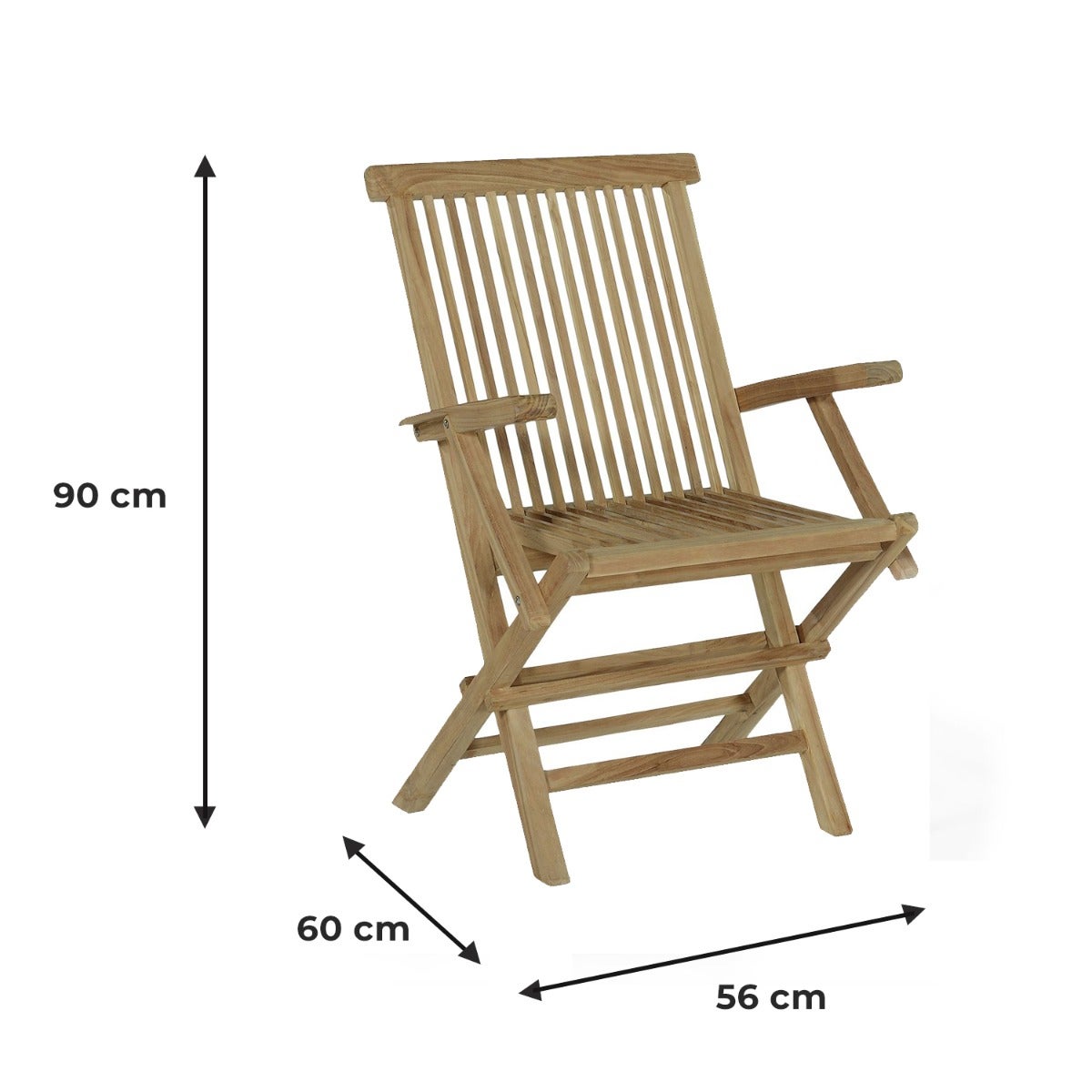 Fauteuils de jardin pliants en teck massif Java (lot de 2) - 8