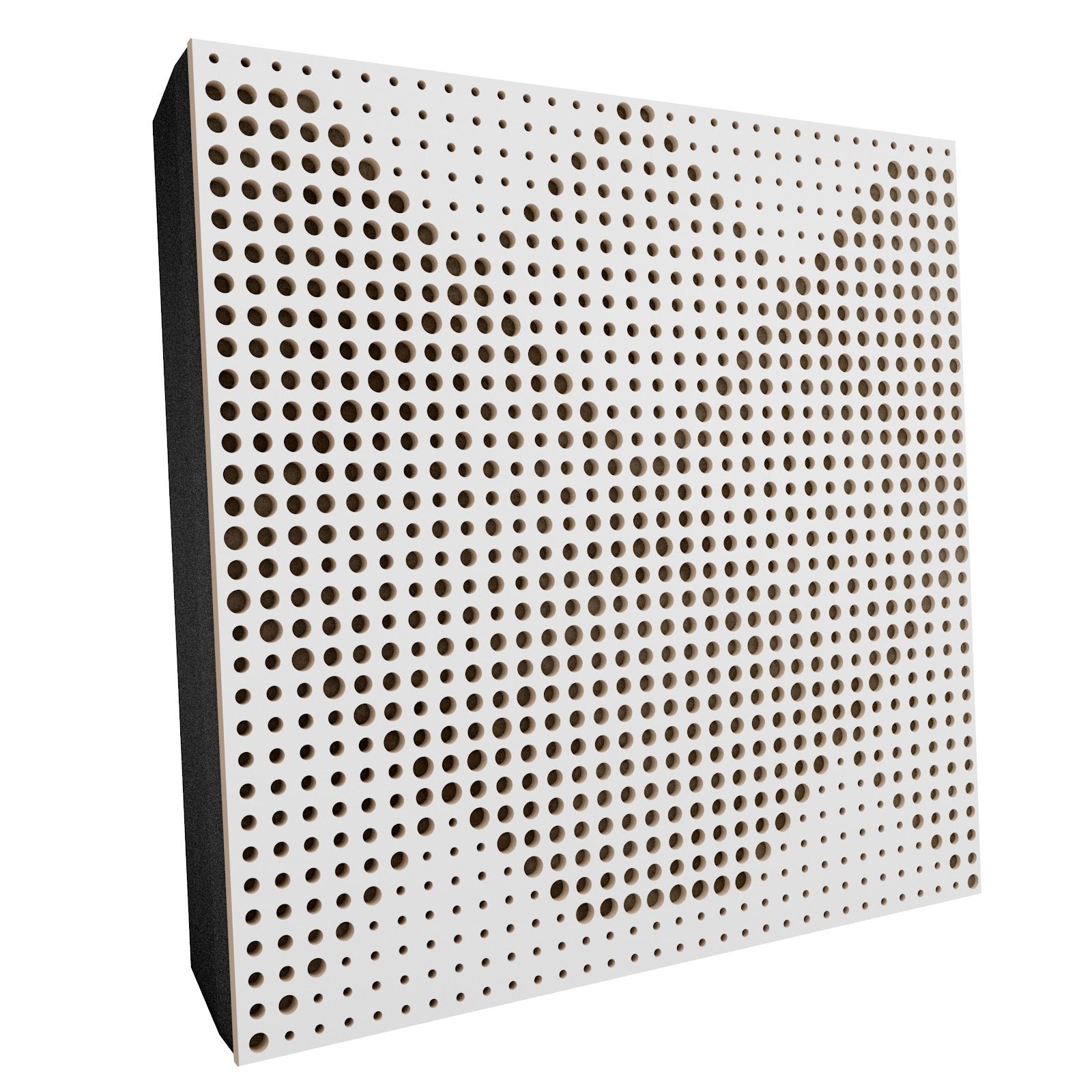 Lot de 2 Panneaux acoustiques WILDS-F décoratifs insonorisants 50x50x5 cm - MDF perforé laminé, tissu et mousse acoustique -Blanc+Beige - 2