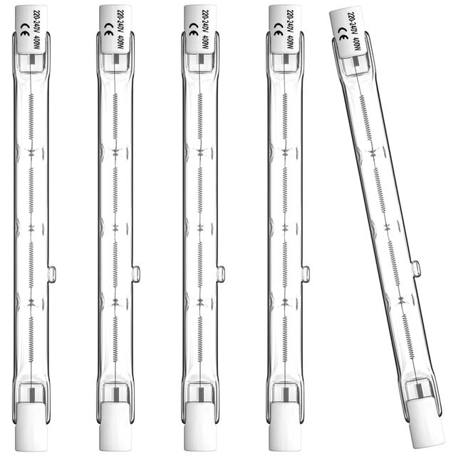 R7s Ampoule Halogène 118mm 400W,230V Dimmable Halogène,J118 Ampoule Halogène Crayon pour l'éclairage de paysage,sécurité,lampadaire,Lot de 5