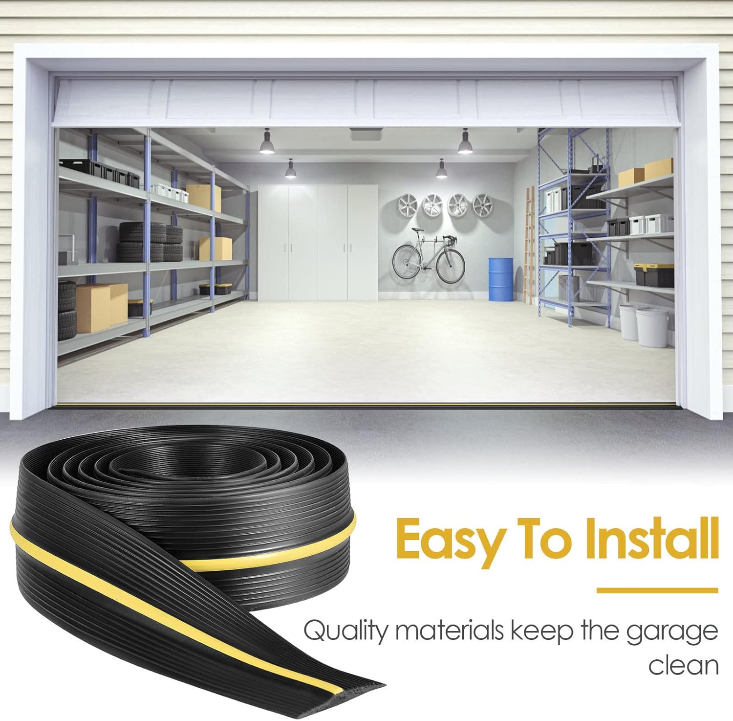 Joint de porte de garage 3 m Joint de seuil de porte de garage, bande de seuil de porte de garage, joint inférieur en caoutchouc - 4
