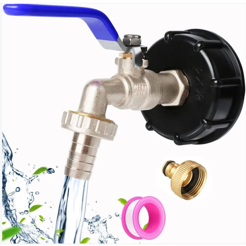 (3 szt.) Kran do zbiornika 1000 l, kran do zbierania wody deszczowej, adapter do zbiornika na wodę IBC 1/2", podwójny kran, kran do zbierania wod