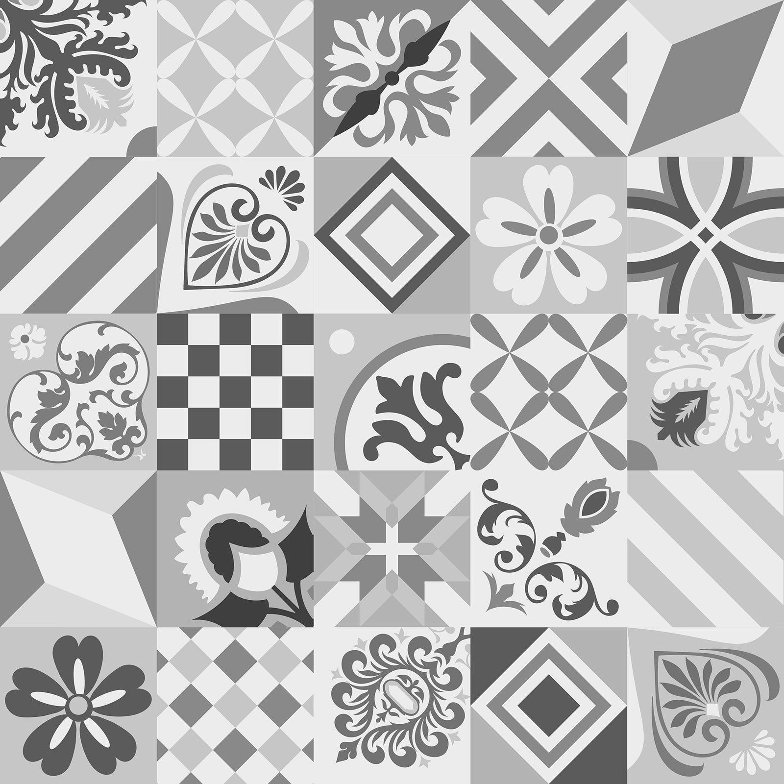 Crédence adhésive sticker décoratif pour cuisine - Effet carreaux de ciment - Adhésif + Protection BRILLANTE - 50x50 cm - 2