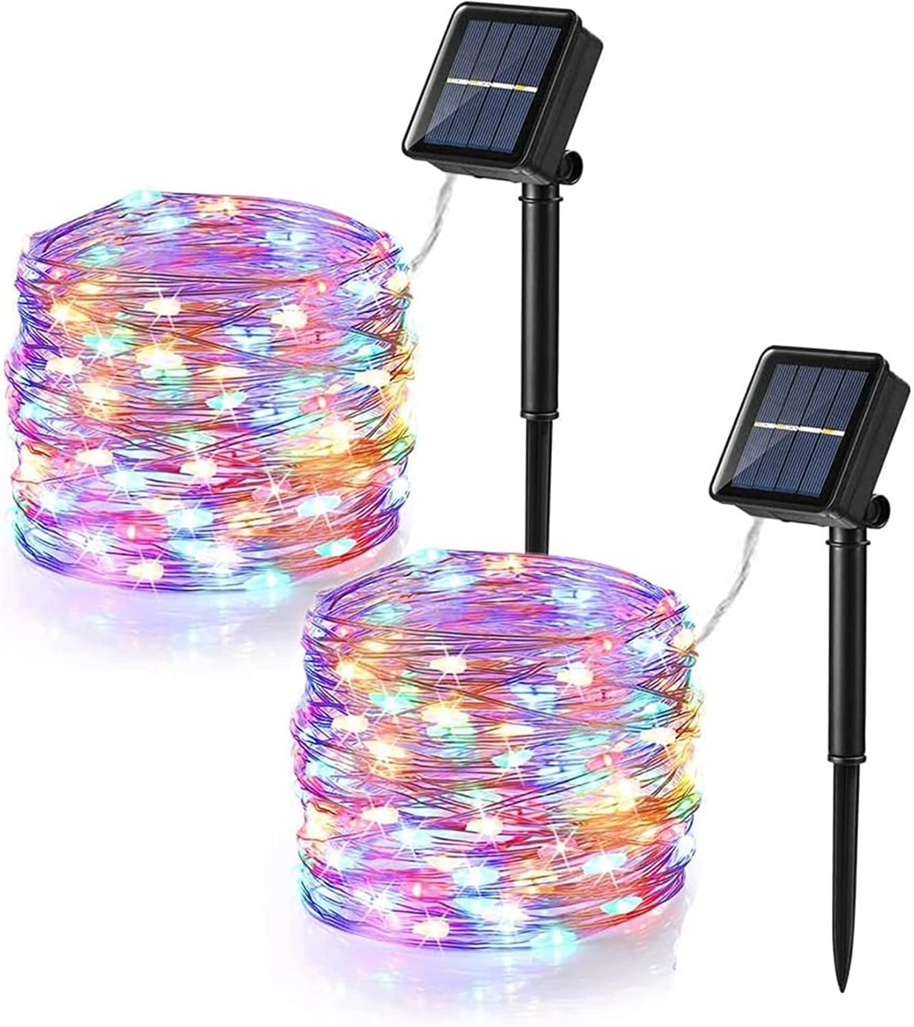 Confezione da 2 luci solari per esterni, filo di rame, impermeabili, 12