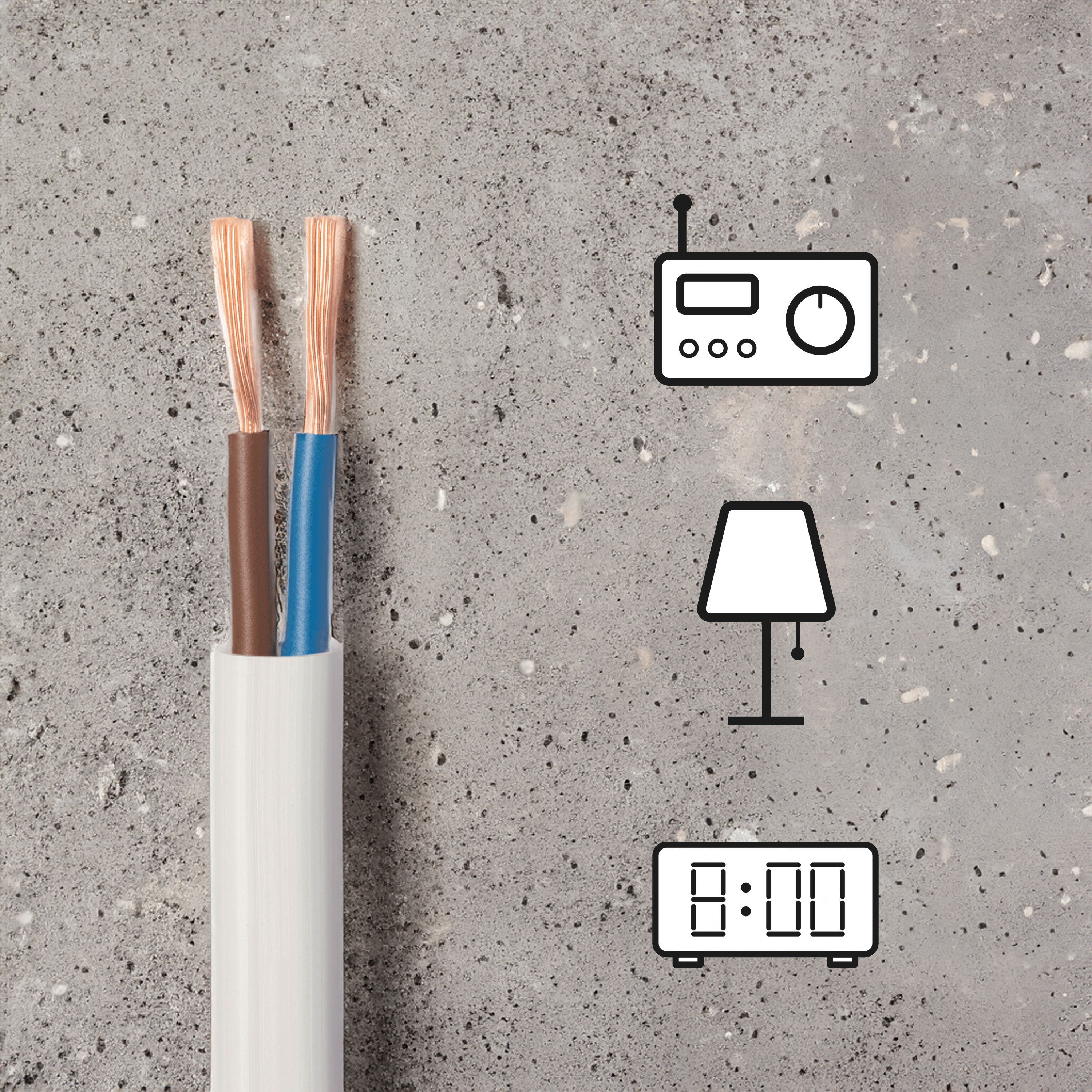 Cabo elétrico 2x0.75 mm² h03vvf C. 15m branco - 3