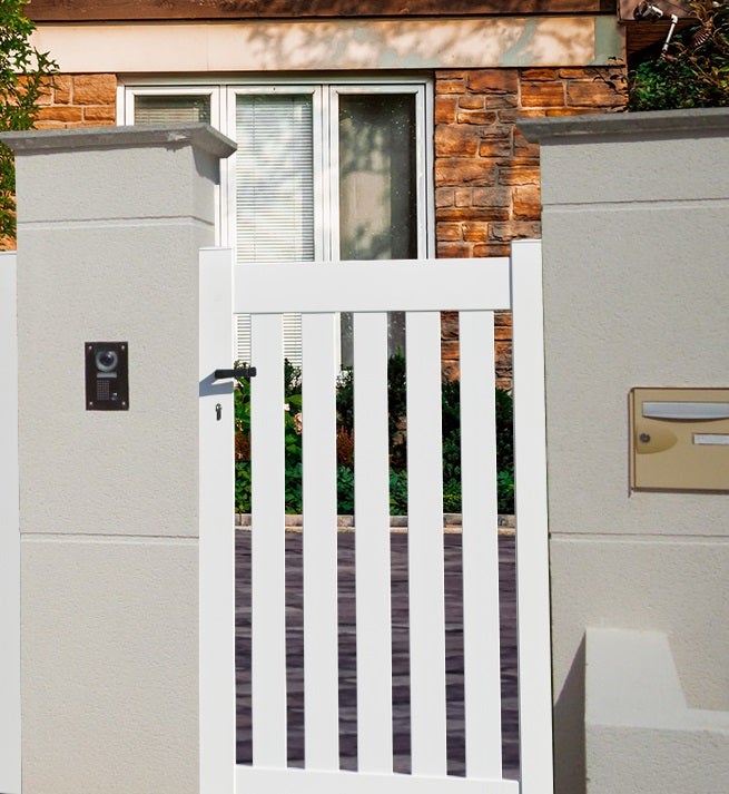 Portillon aluminium modèle ajouré en kit dimensions L.1000 (entre piliers) x H.1200 Couleurs Gris (RAL 7016) - 3